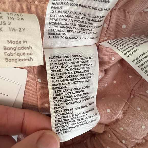 NWT Girls H&M Pink Soft Cotton Corduroy Jersey Lined Pants 2T - Picture 7 of 7